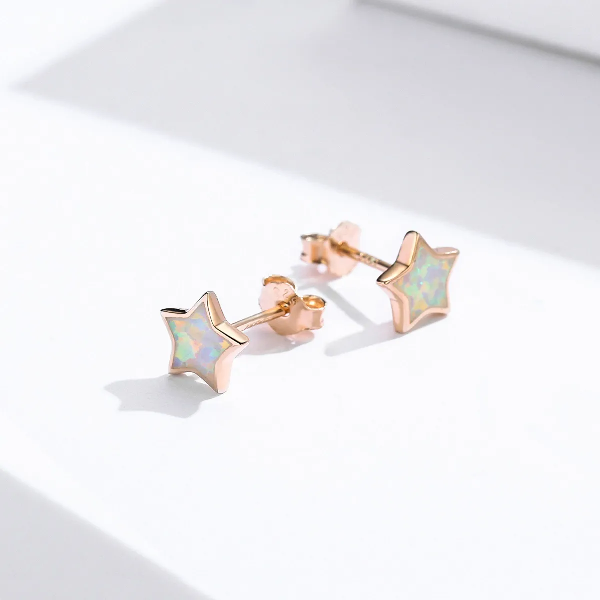 Pandora Style Opal Pentagram Stud Earrings - SCE674