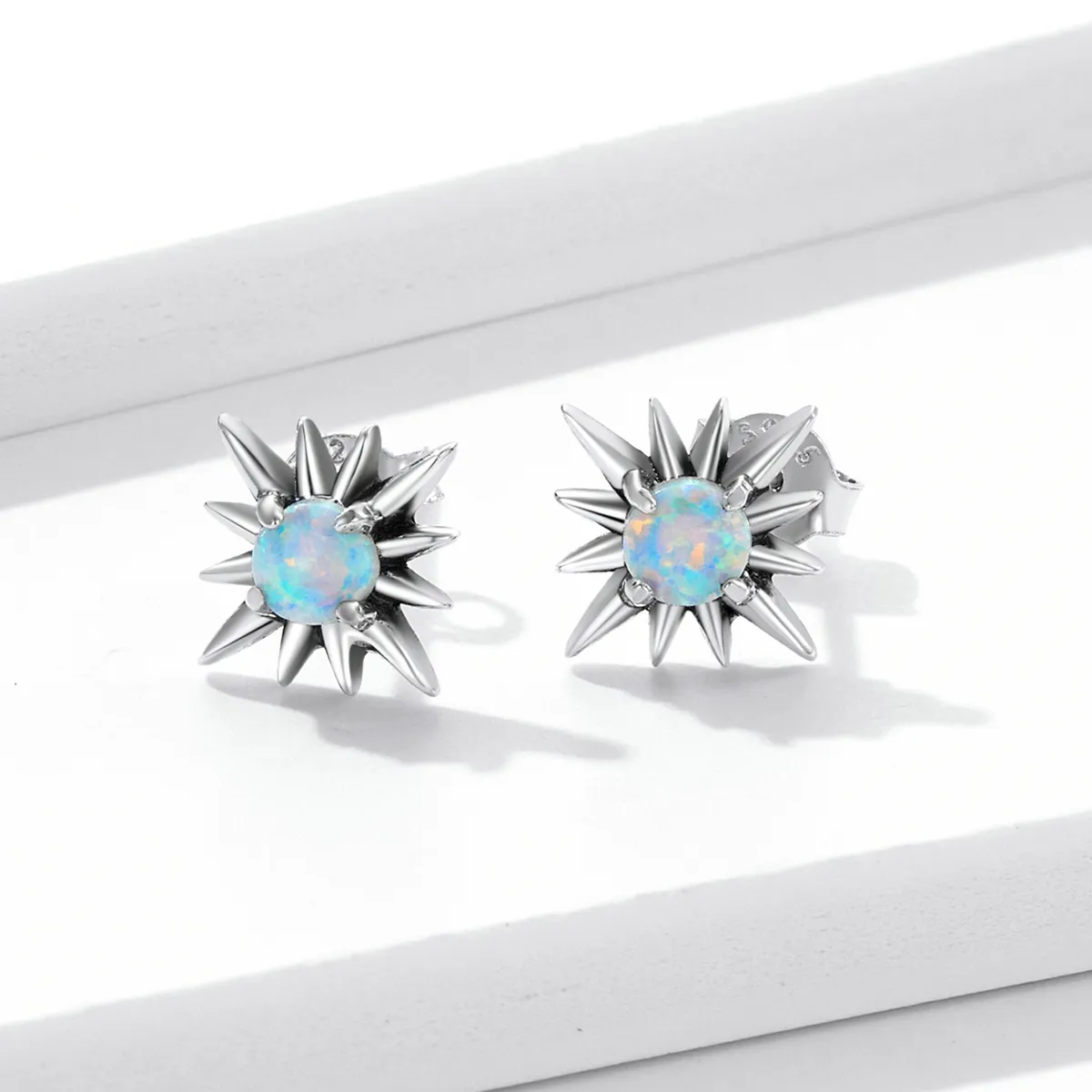 Pandora Style Opal Star Stud Earrings - BSE581