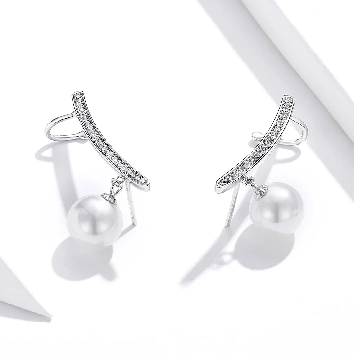 Pandora Style Pearl Stud Earrings - BSE299