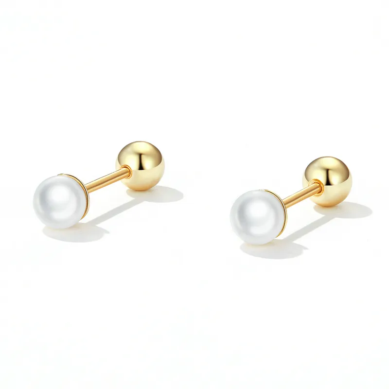 Pandora Style Pearl Stud Earrings - BSE630-BL