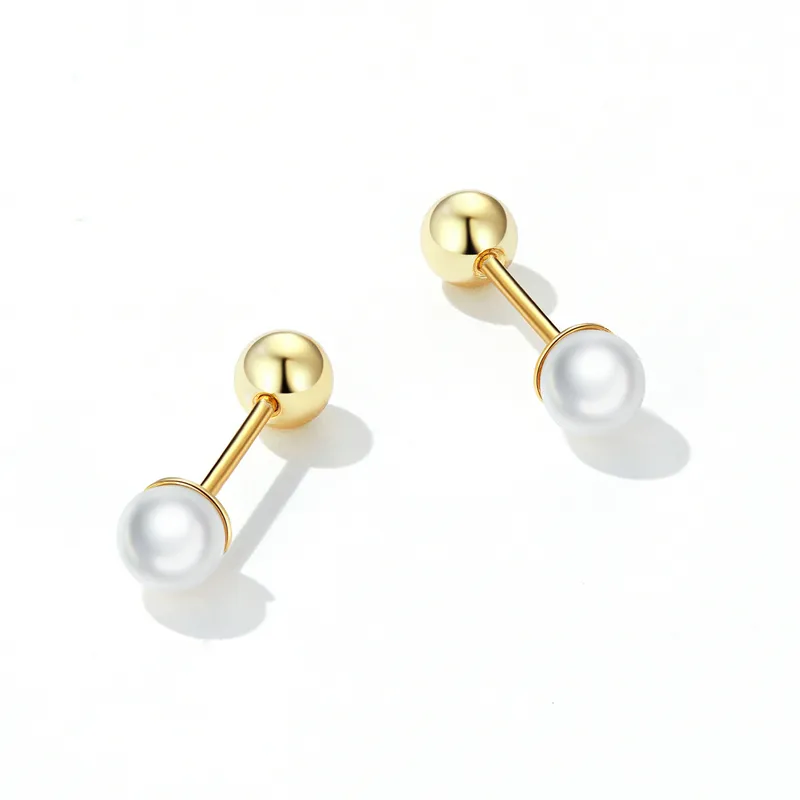 Pandora Style Pearl Stud Earrings - BSE630-BL