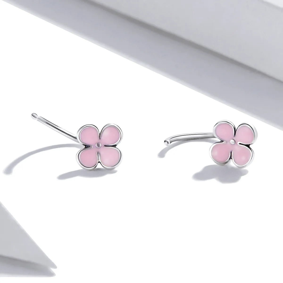 Pandora Style Pink Flowers Stud Earrings - SCE1286