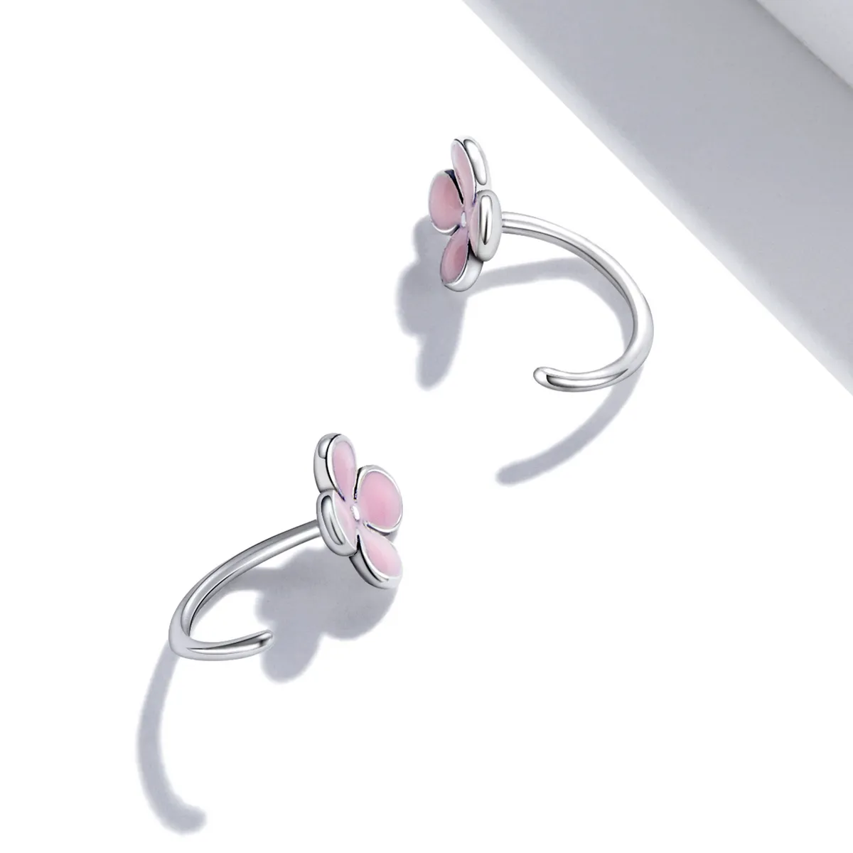 Pandora Style Pink Flowers Stud Earrings - SCE1286