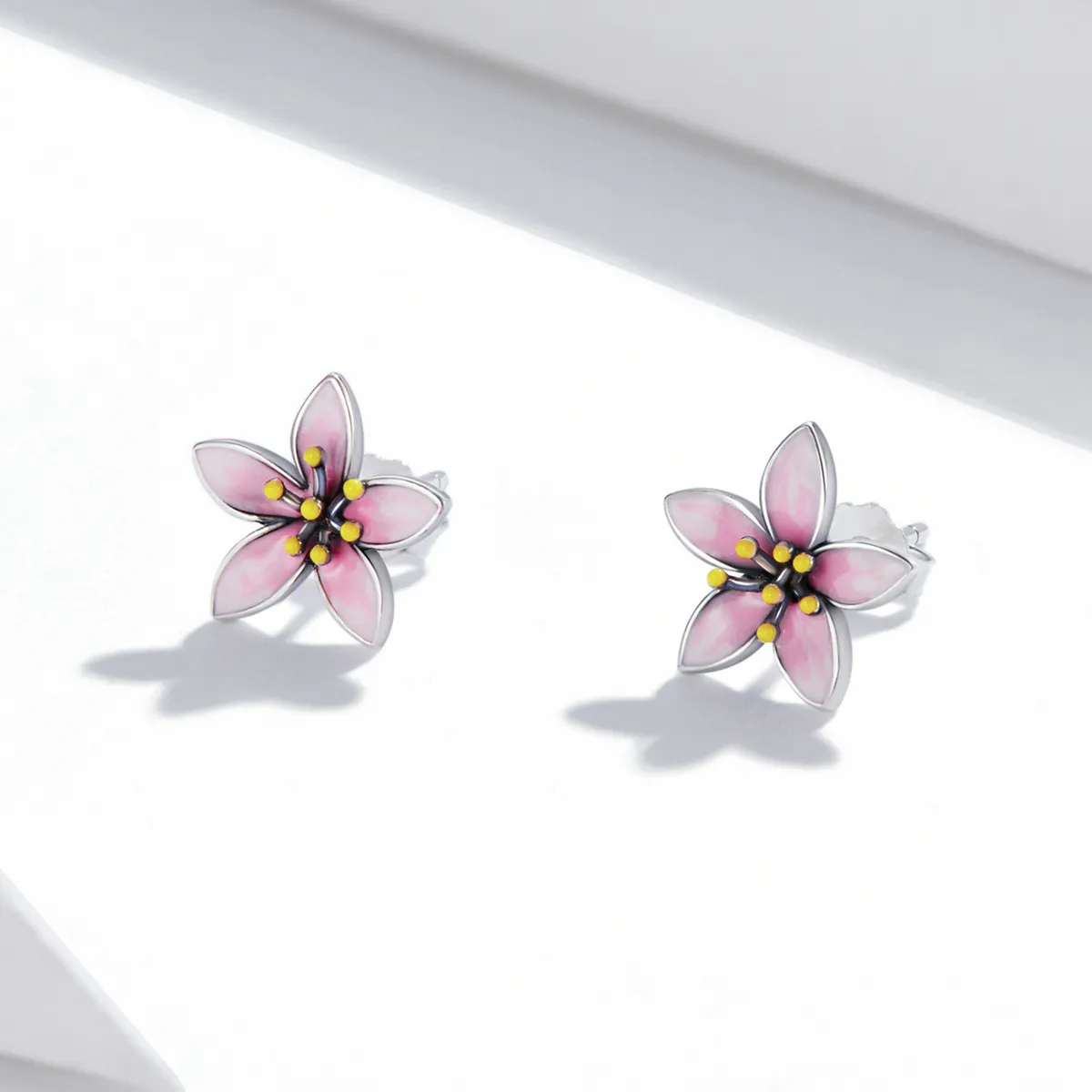 Pandora Style Pink Sakura Stud Earrings - SCE1273