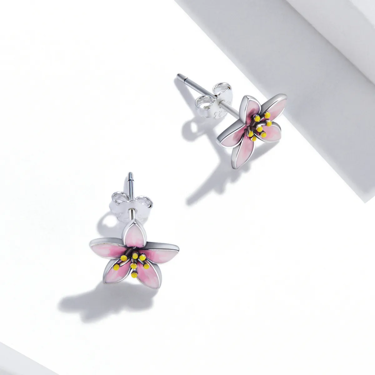 Pandora Style Pink Sakura Stud Earrings - SCE1273