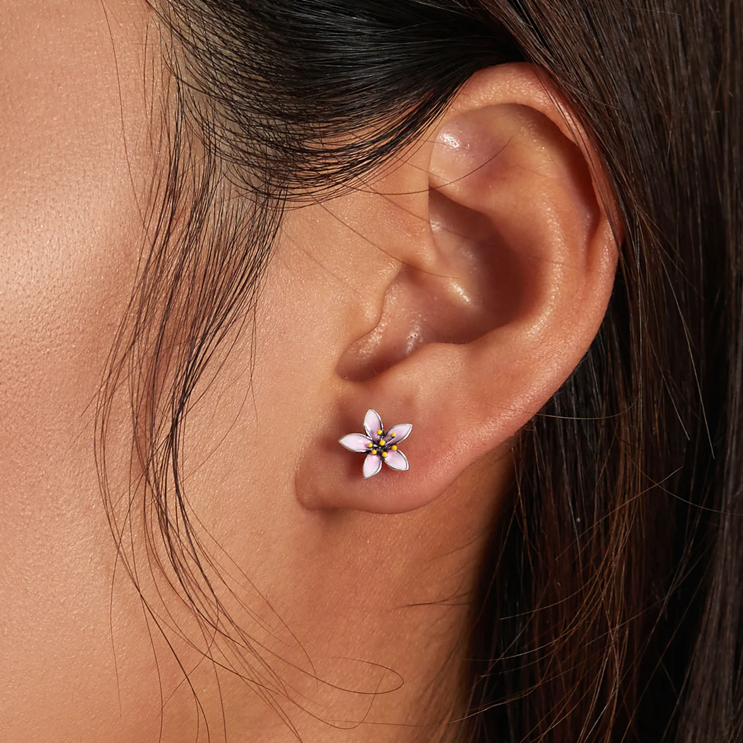 Pandora Style Pink Sakura Stud Earrings - SCE1273