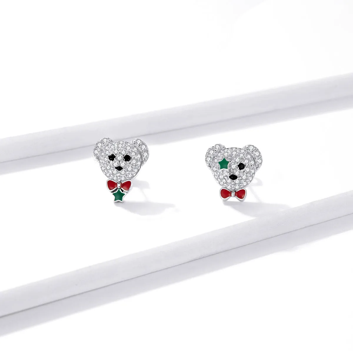 Pandora Style Playful Bear Stud Earrings - BSE437