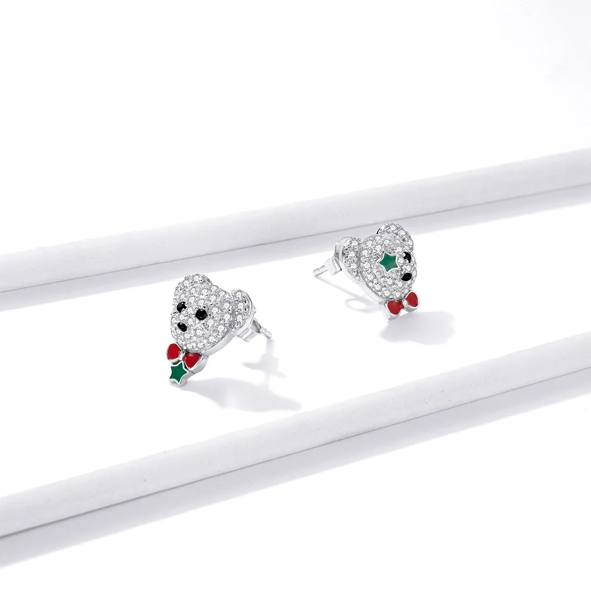 Pandora Style Playful Bear Stud Earrings - BSE437