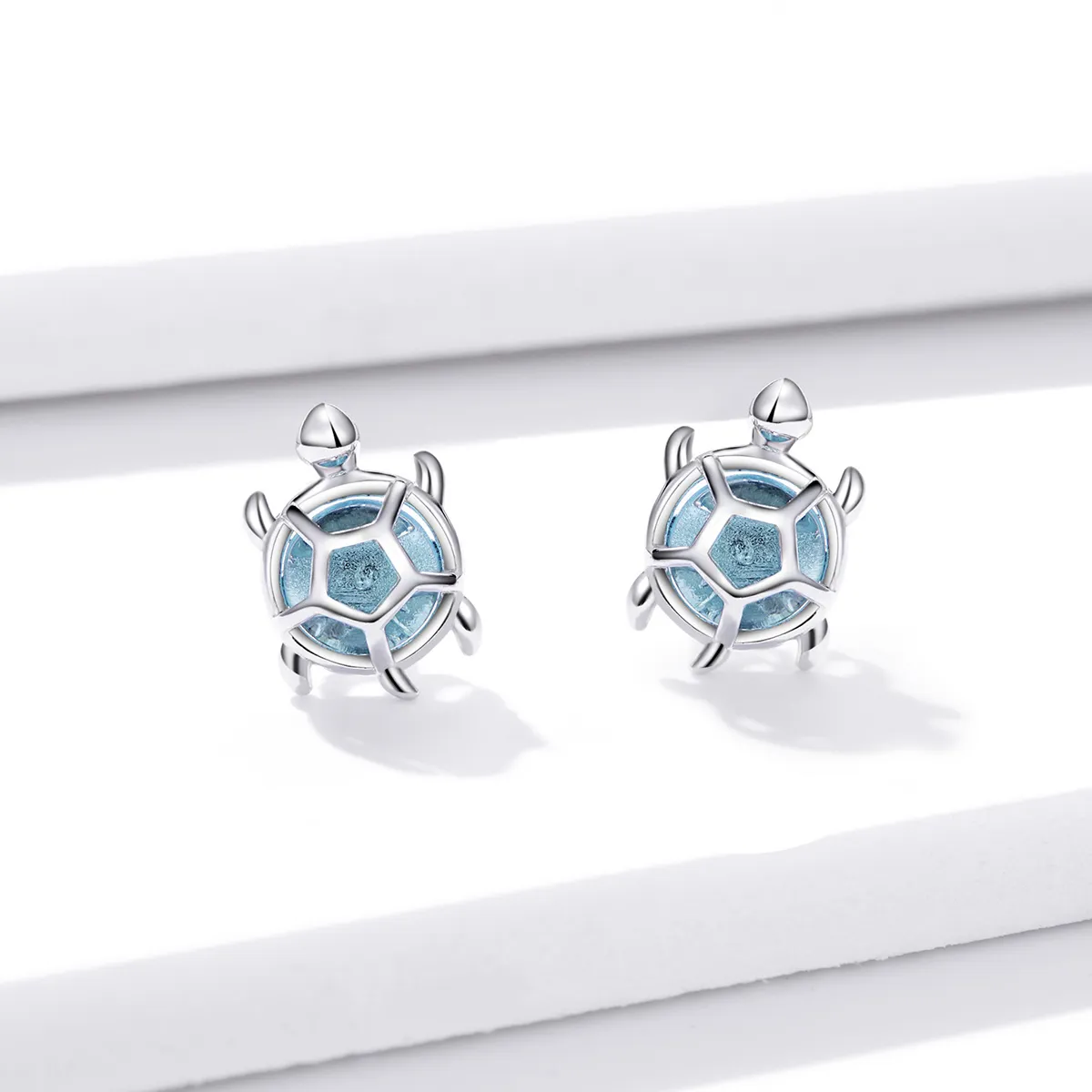 Pandora Style Playful Turtle Stud Earrings - BSE406