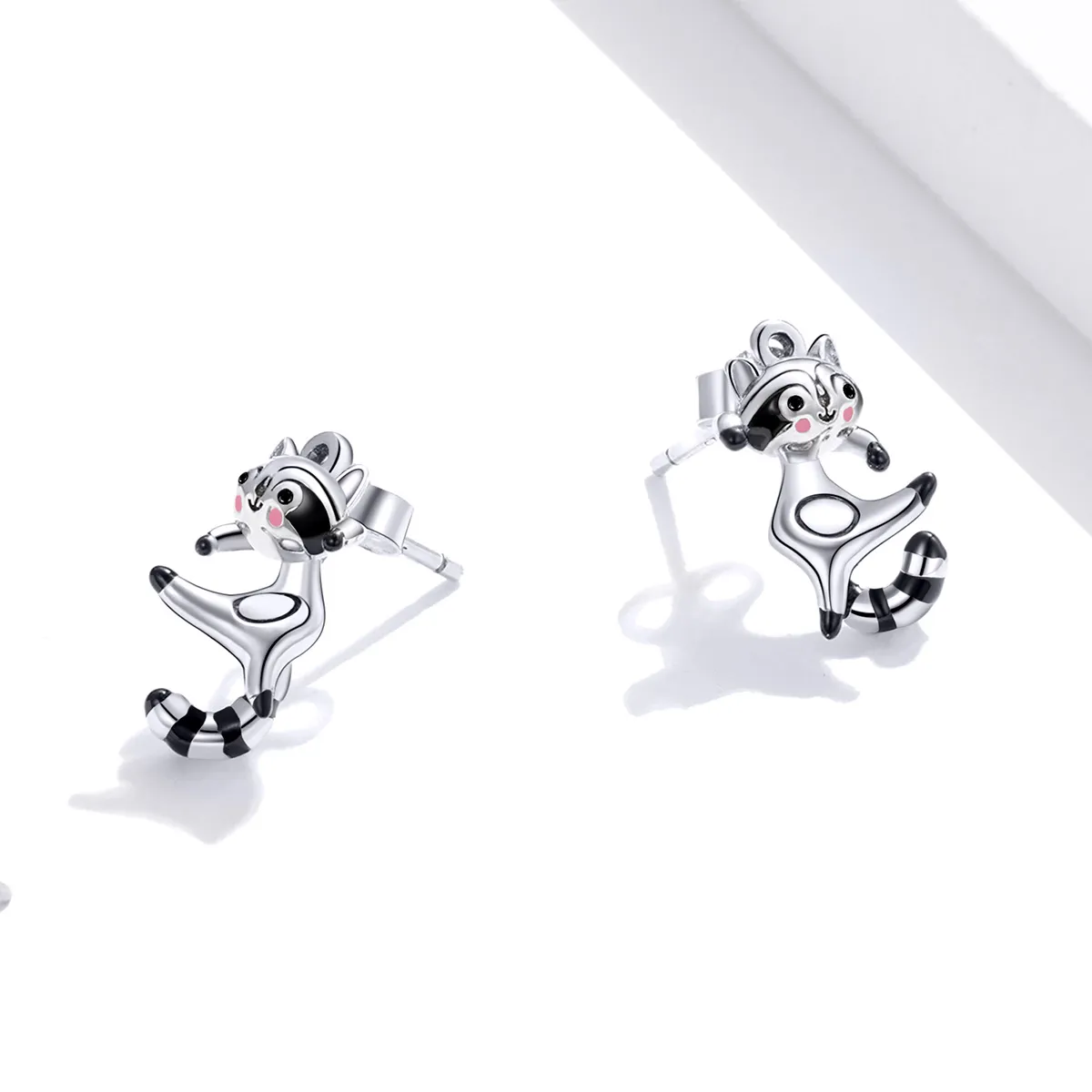 Pandora Style Raccoon Stud Earrings - SCE990