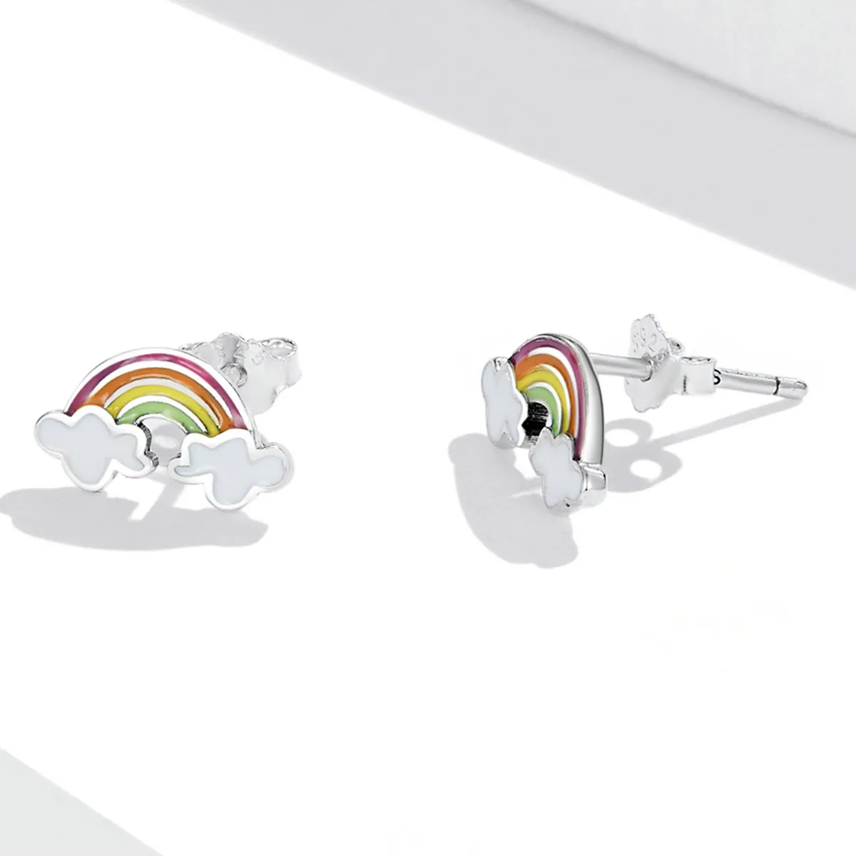 Pandora Style Rainbow Clouds Stud Earrings - SCE1339