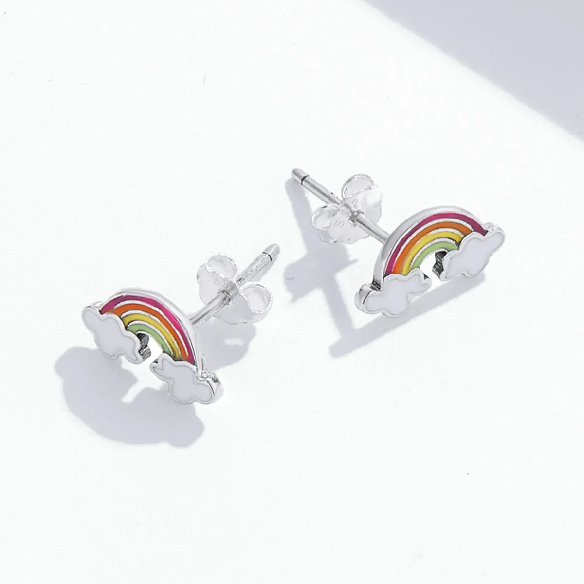 Pandora Style Rainbow Clouds Stud Earrings - SCE1339