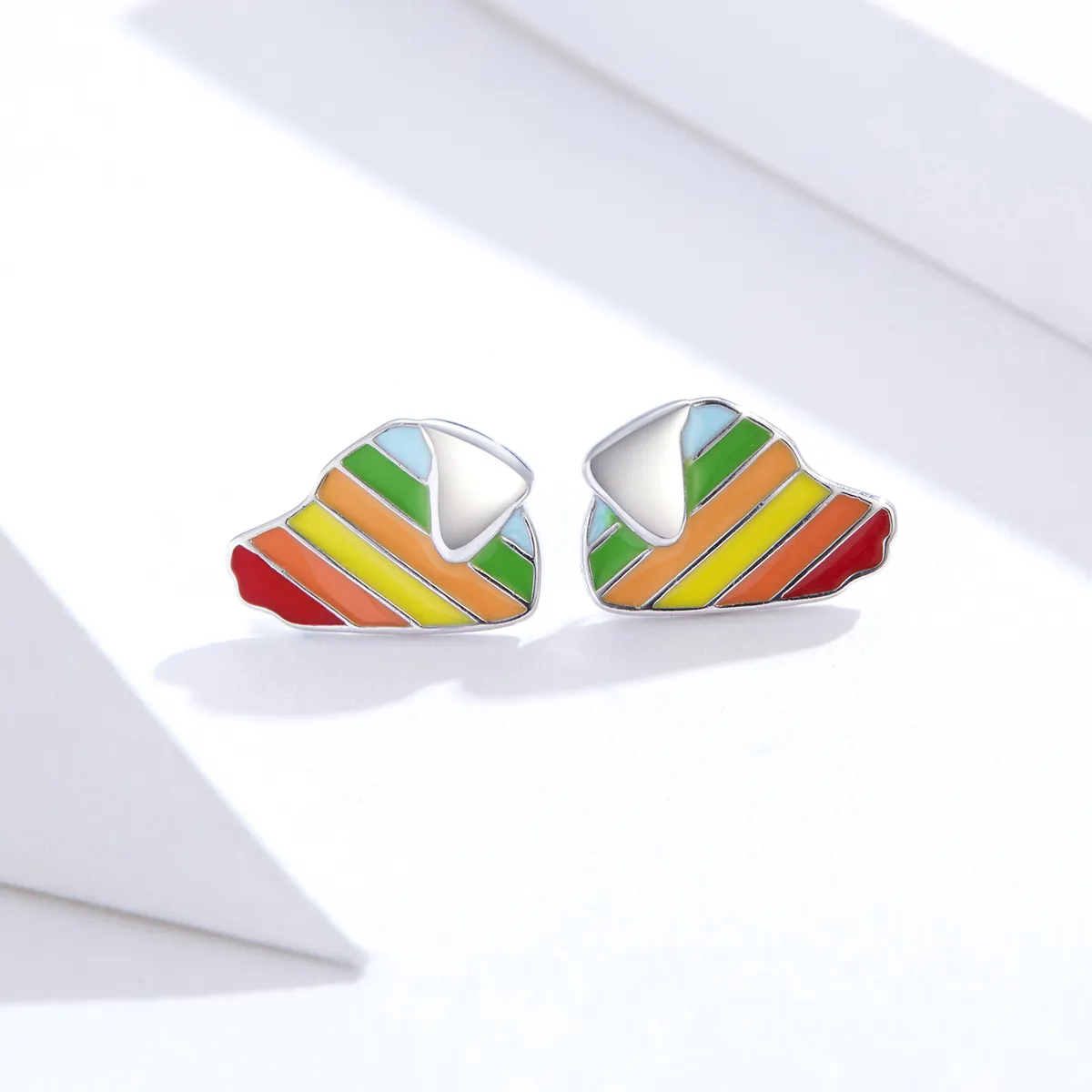 Pandora Style Rainbow Dog Stud Earrings - SCE825