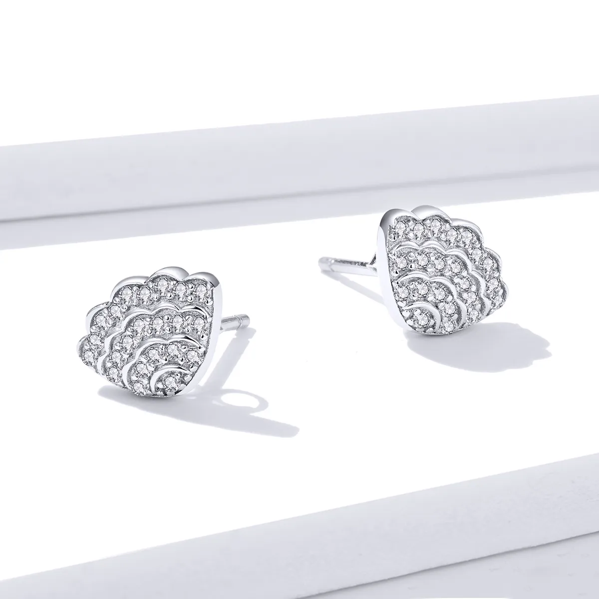 Pandora Style Romantic Shell Stud Earrings - BSE342