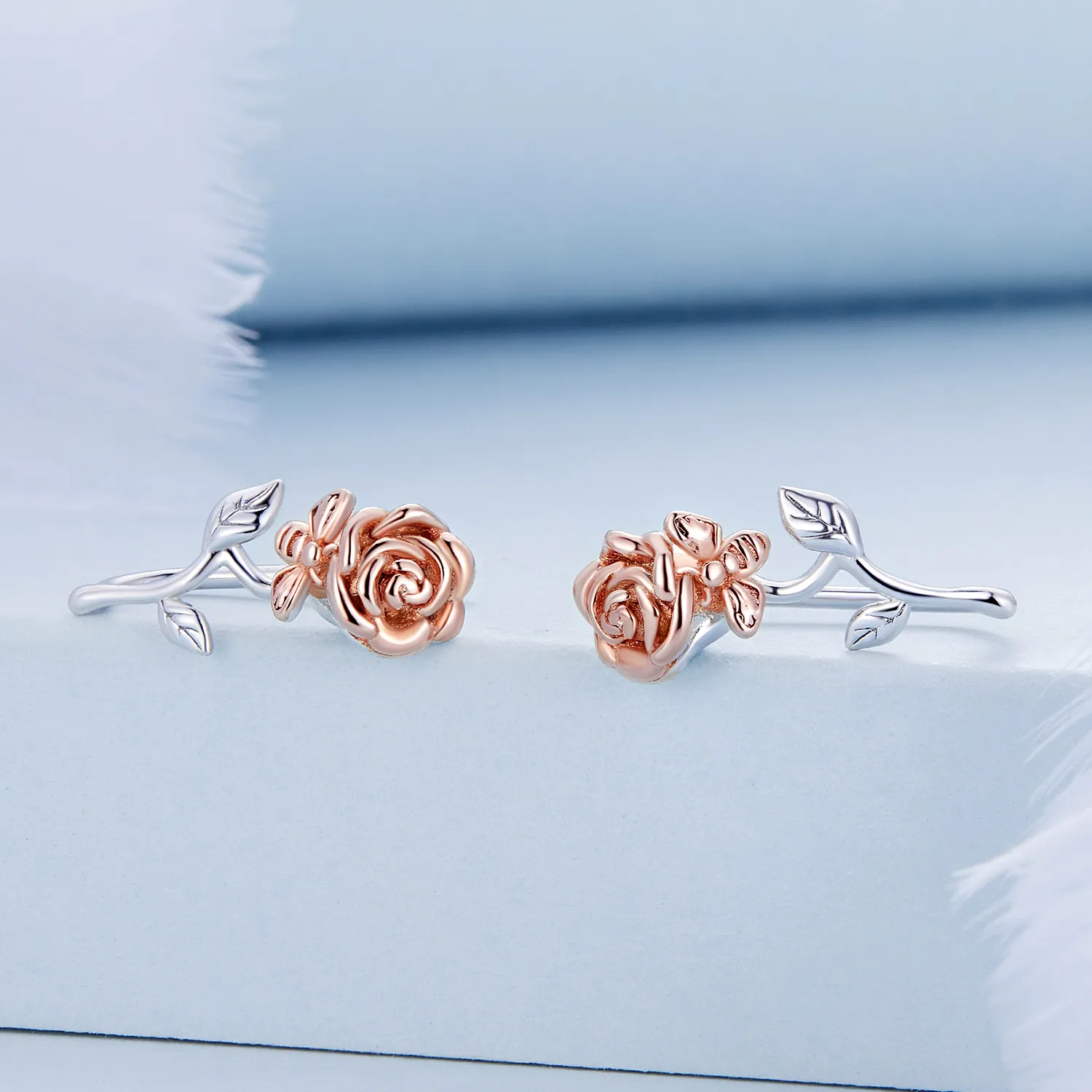 Pandora Style Rose Stud Earrings - BSE682