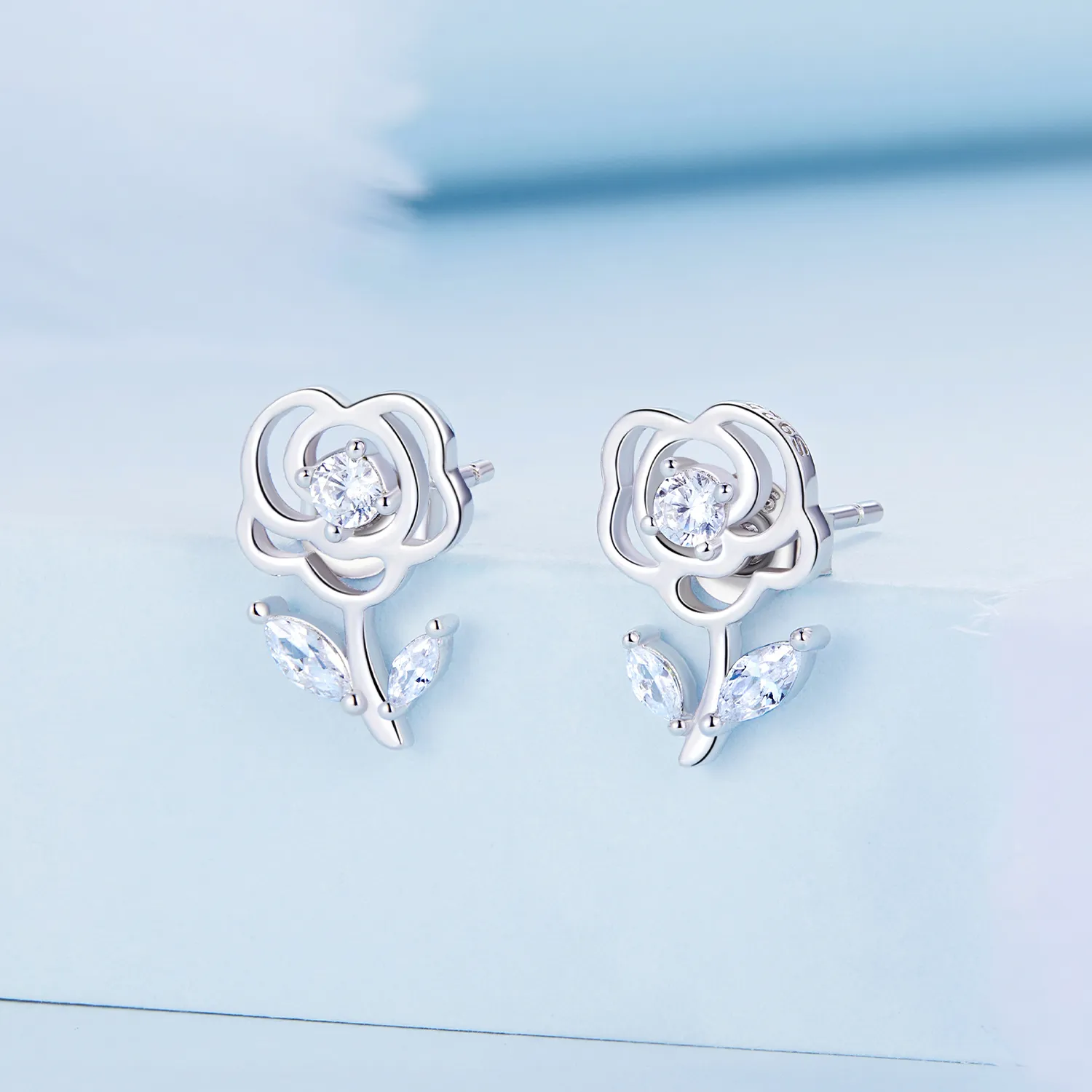 Pandora Style Roses Stud Earrings - BSE714