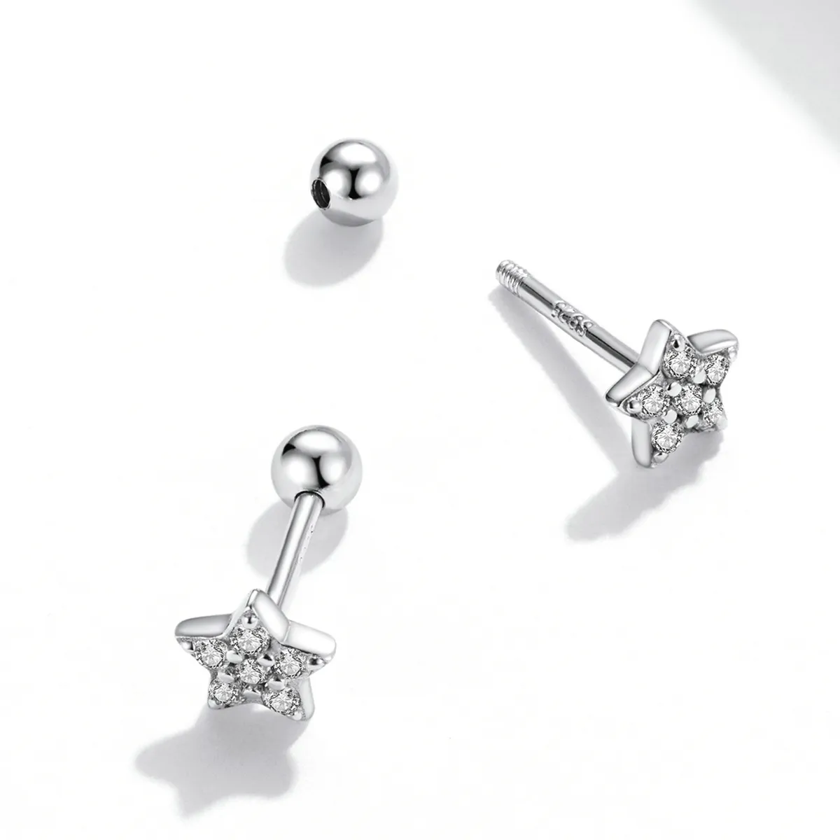 Pandora Style Shining Star Stud Earrings - SCE1297