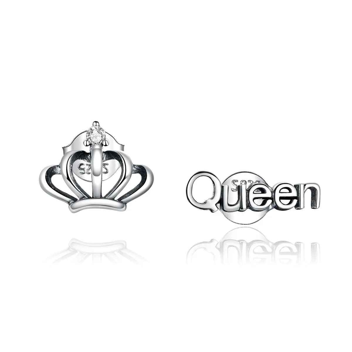 Pandora Style Simple Crown Stud Earrings - SCE934