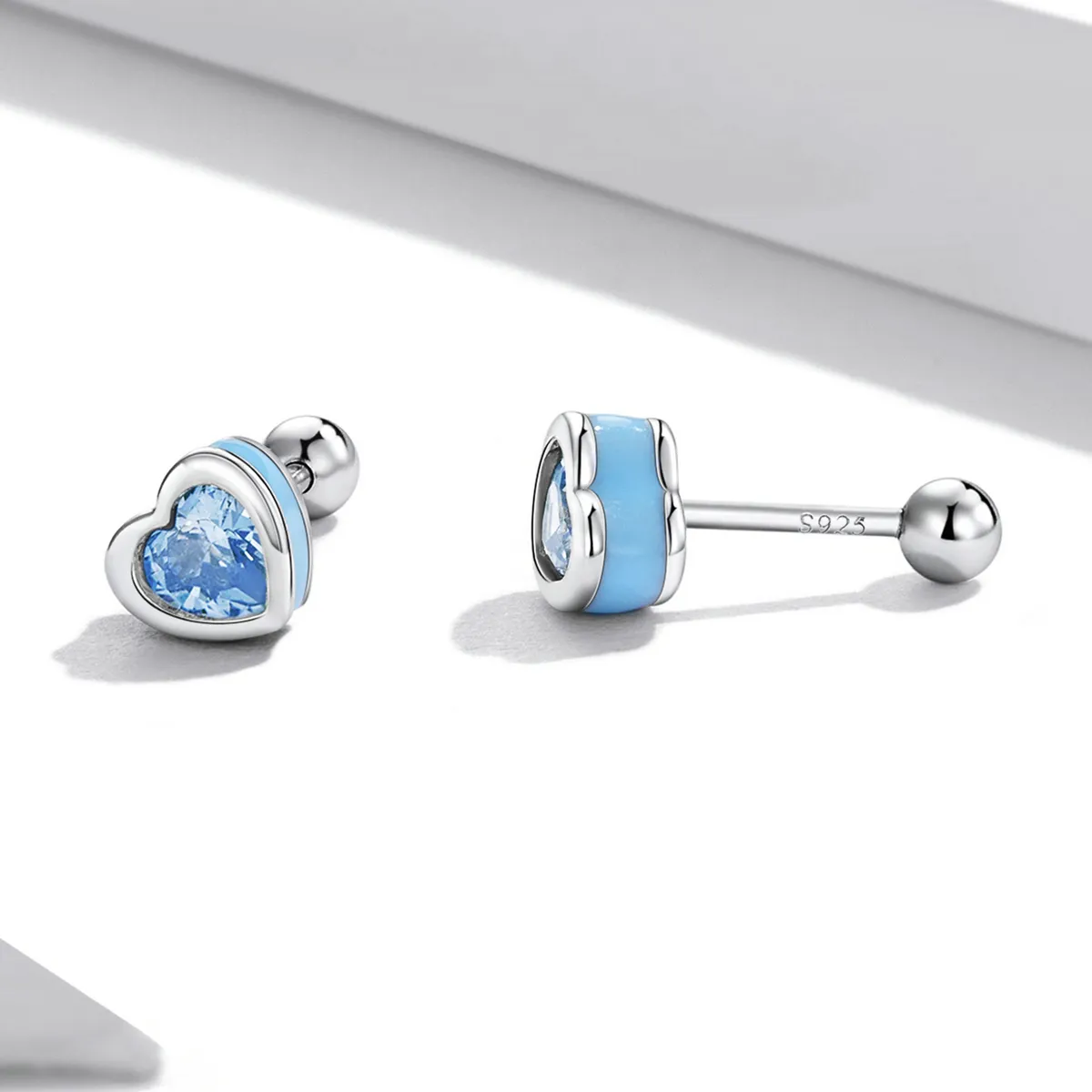 Pandora Style Simple Love Stud Earrings - SCE1352-LB