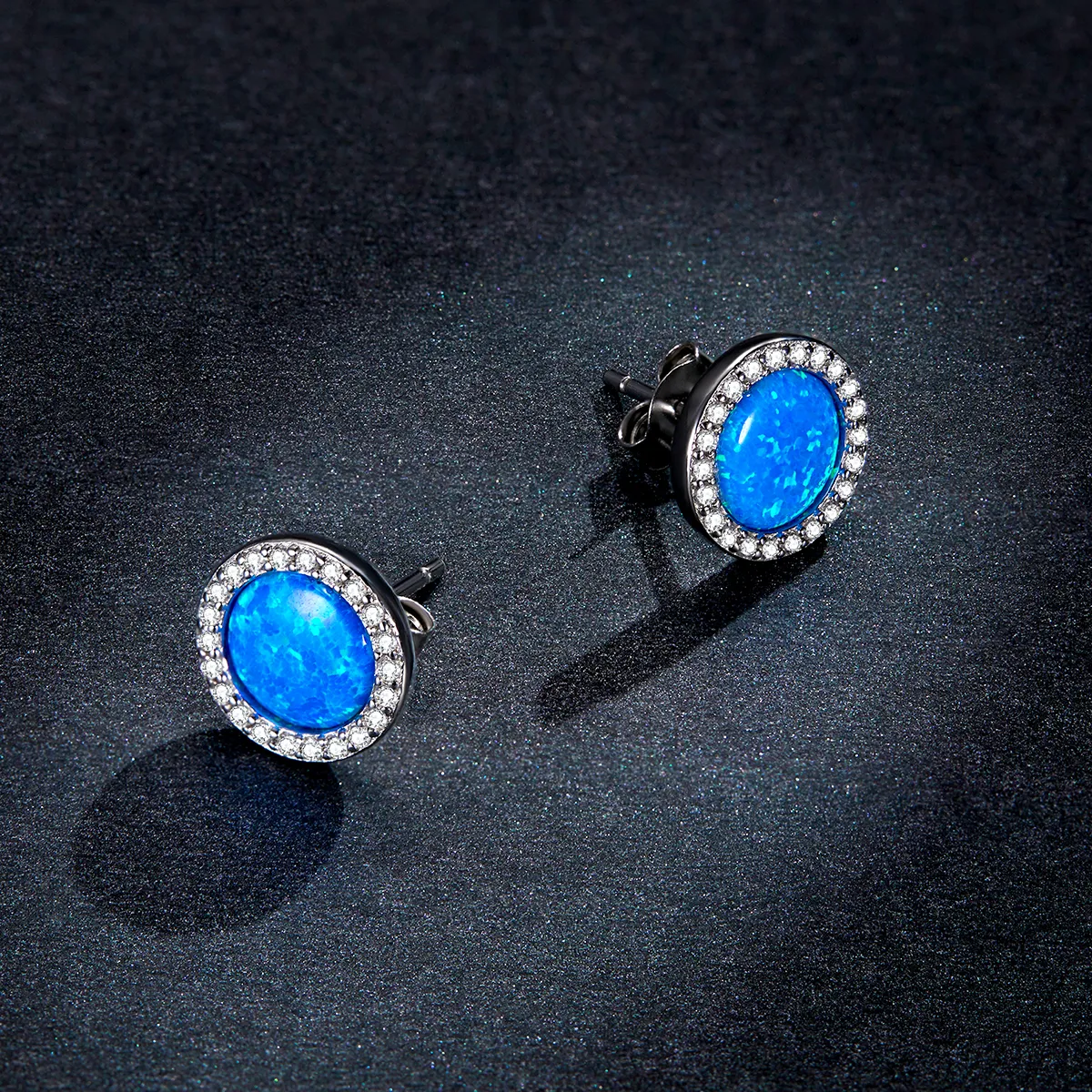 Pandora Style Simple Opal Stud Earrings - BSE467