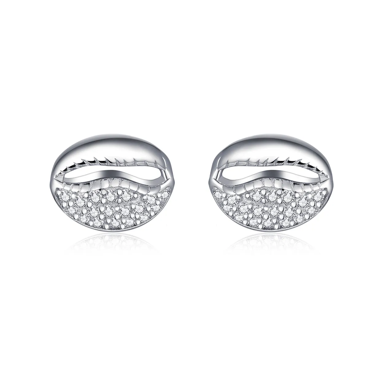 Pandora Style Simple Shell Stud Earrings - BSE409