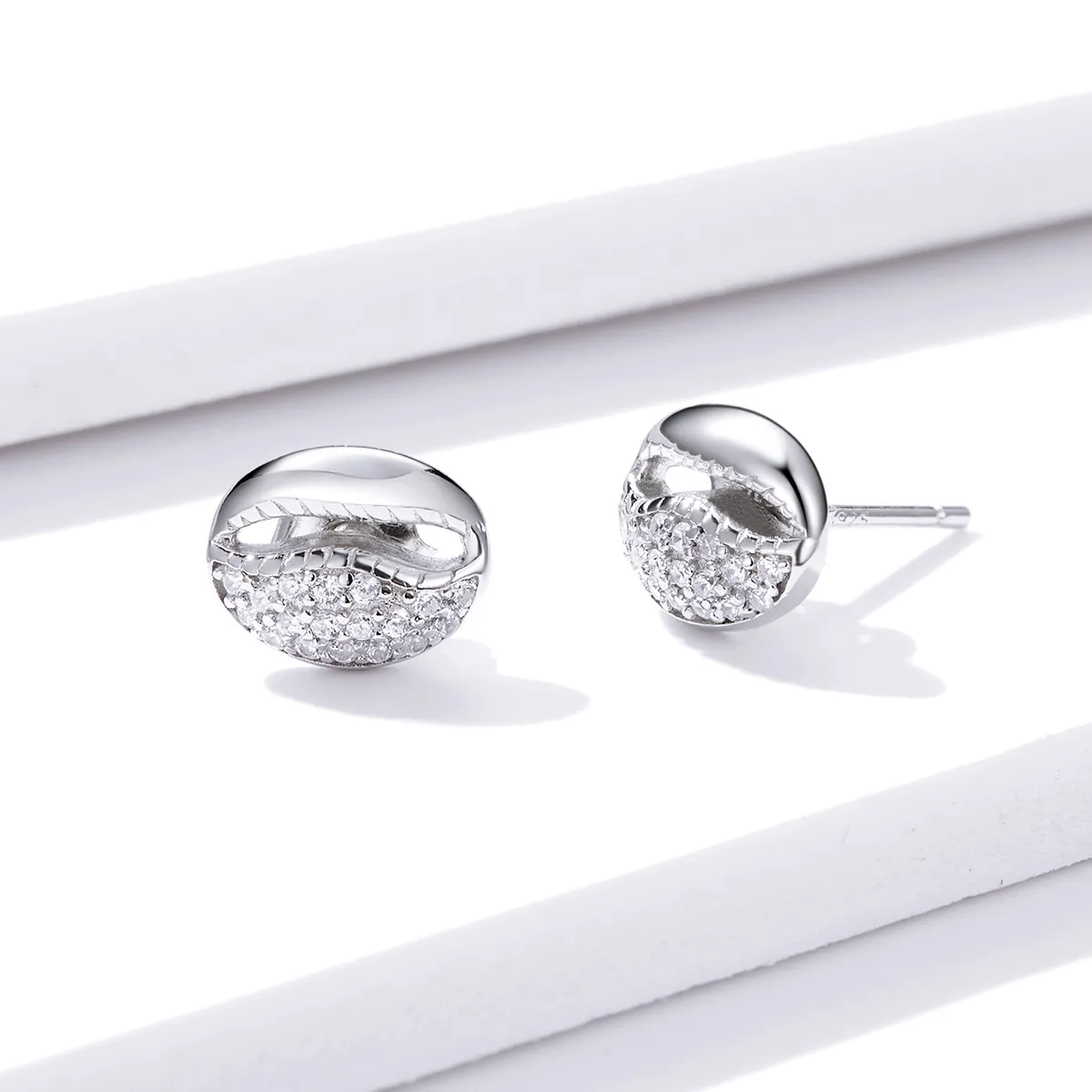 Pandora Style Simple Shell Stud Earrings - BSE409