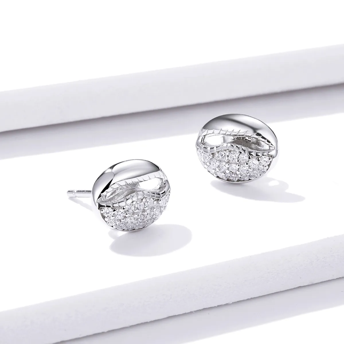 Pandora Style Simple Shell Stud Earrings - BSE409