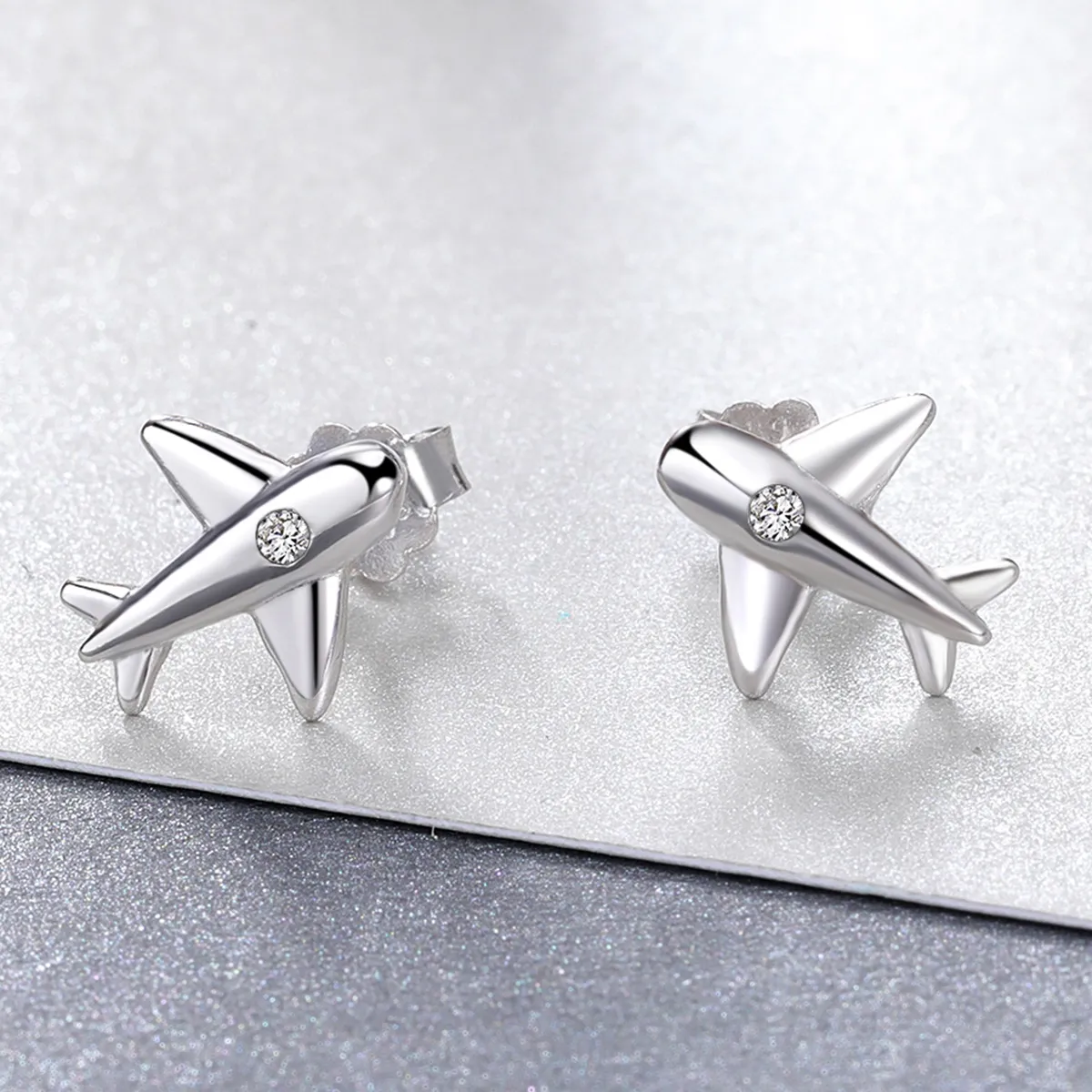 Pandora Style Small Airplane Stud Earrings - VSE153