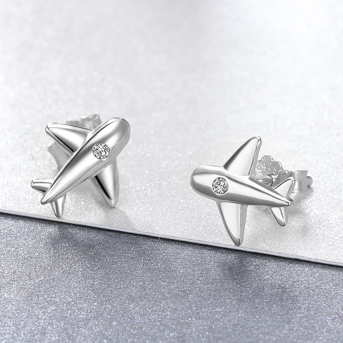 Pandora Style Small Airplane Stud Earrings - VSE153