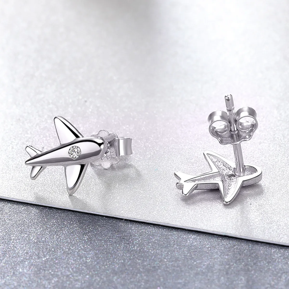 Pandora Style Small Airplane Stud Earrings - VSE153