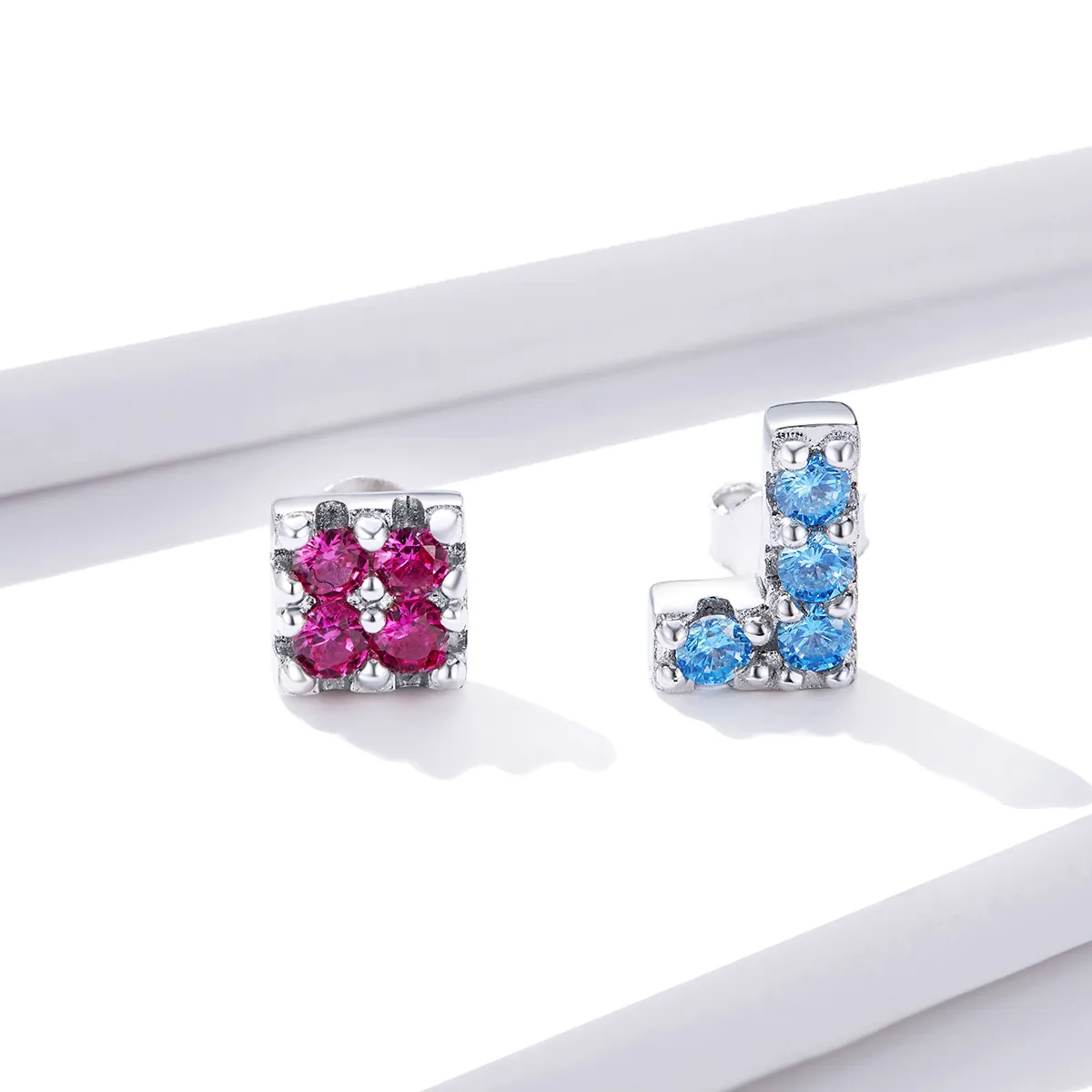 Pandora Style Tetris Stud Earrings - BSE365