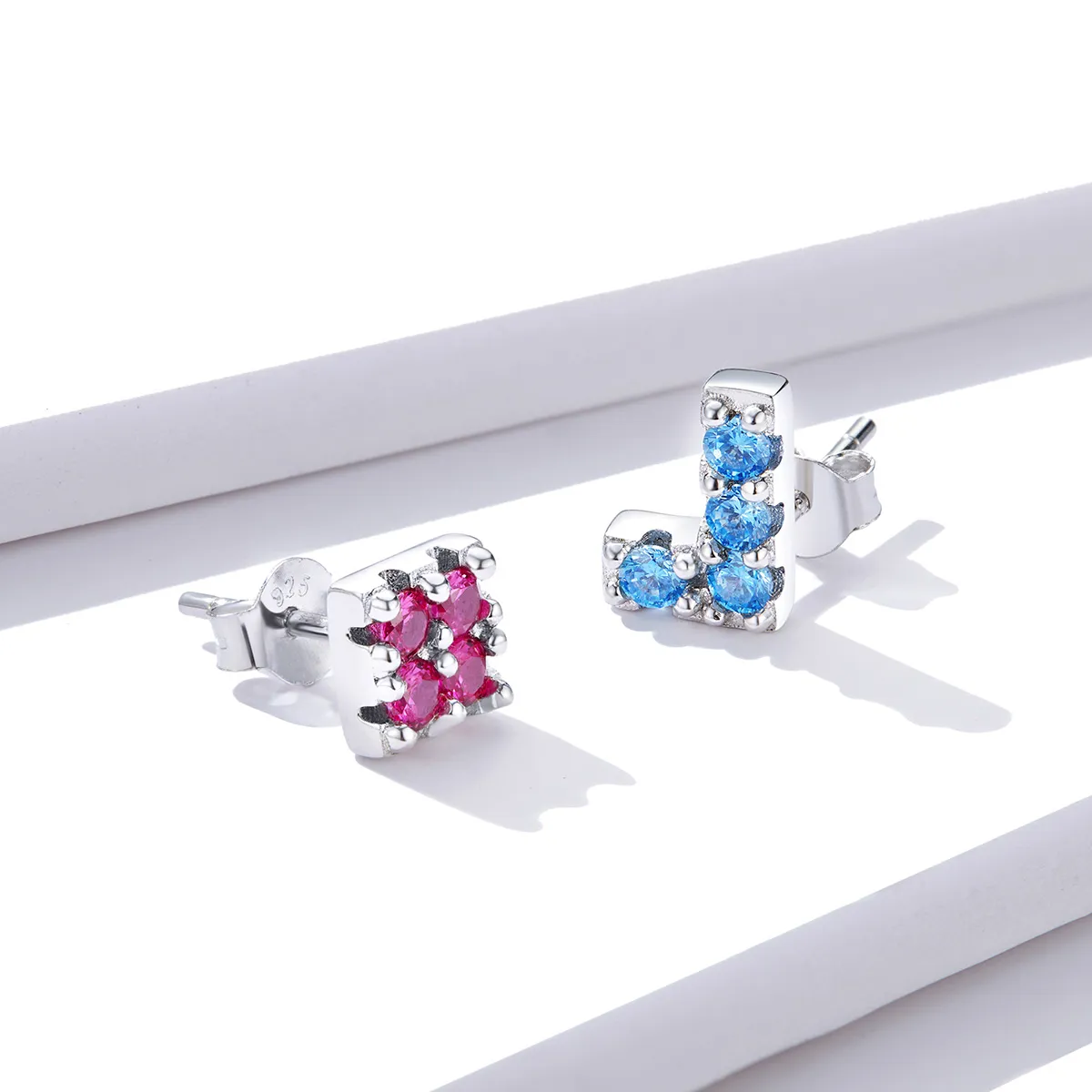 Pandora Style Tetris Stud Earrings - BSE365