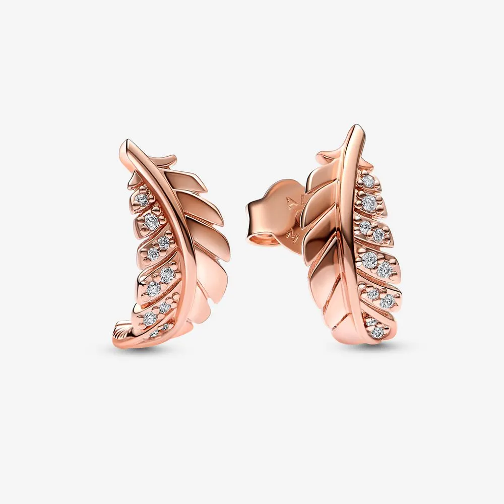 pandora floating curved feather stud earrings 282574c01