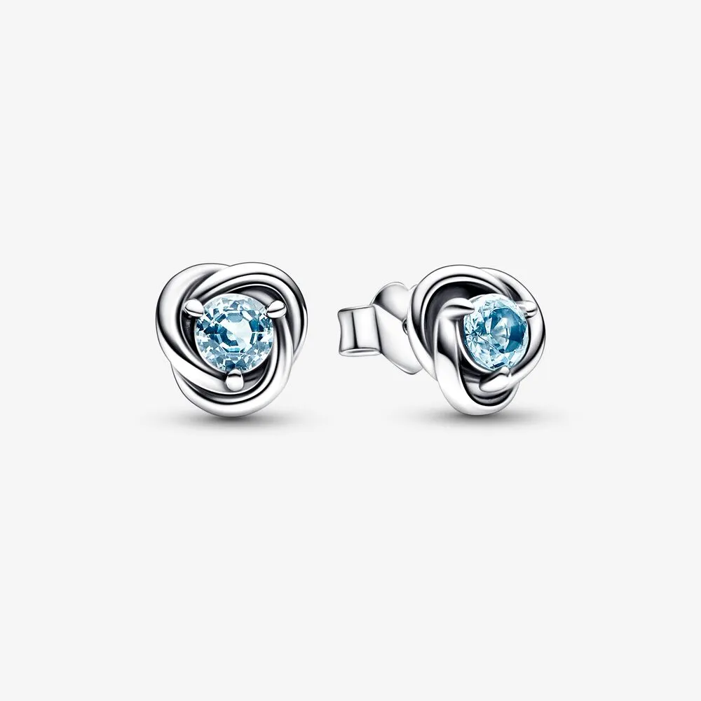 PANDORA March Sea Aqua Blue Eternity Circle Stud Earrings - 292334C09