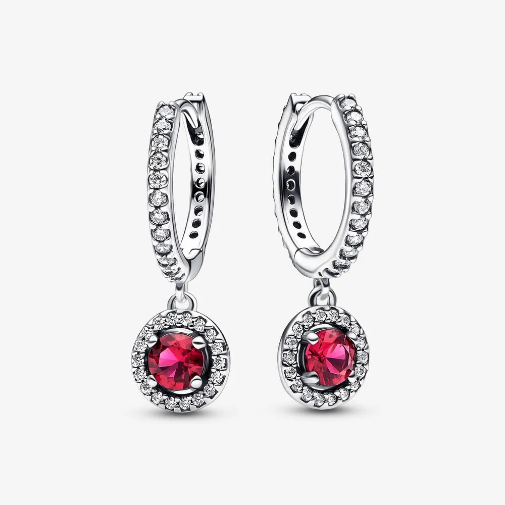 PANDORA Red Round Sparkling Hoop Earrings - 292379C01