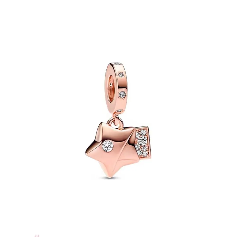 pandora rose gold luck star dangle pendant 782483c01