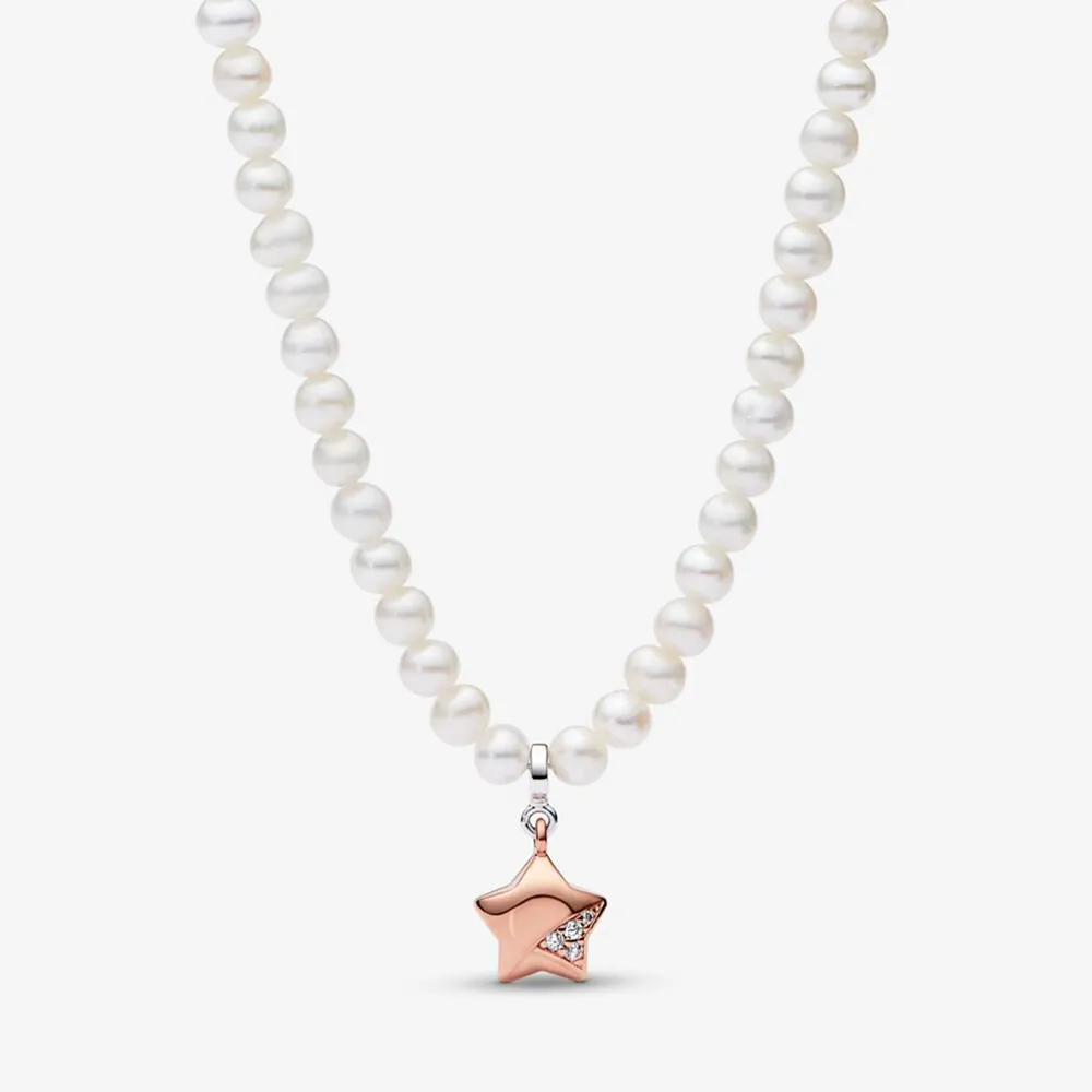 pandora rose gold lucky star necklace 382489c0145