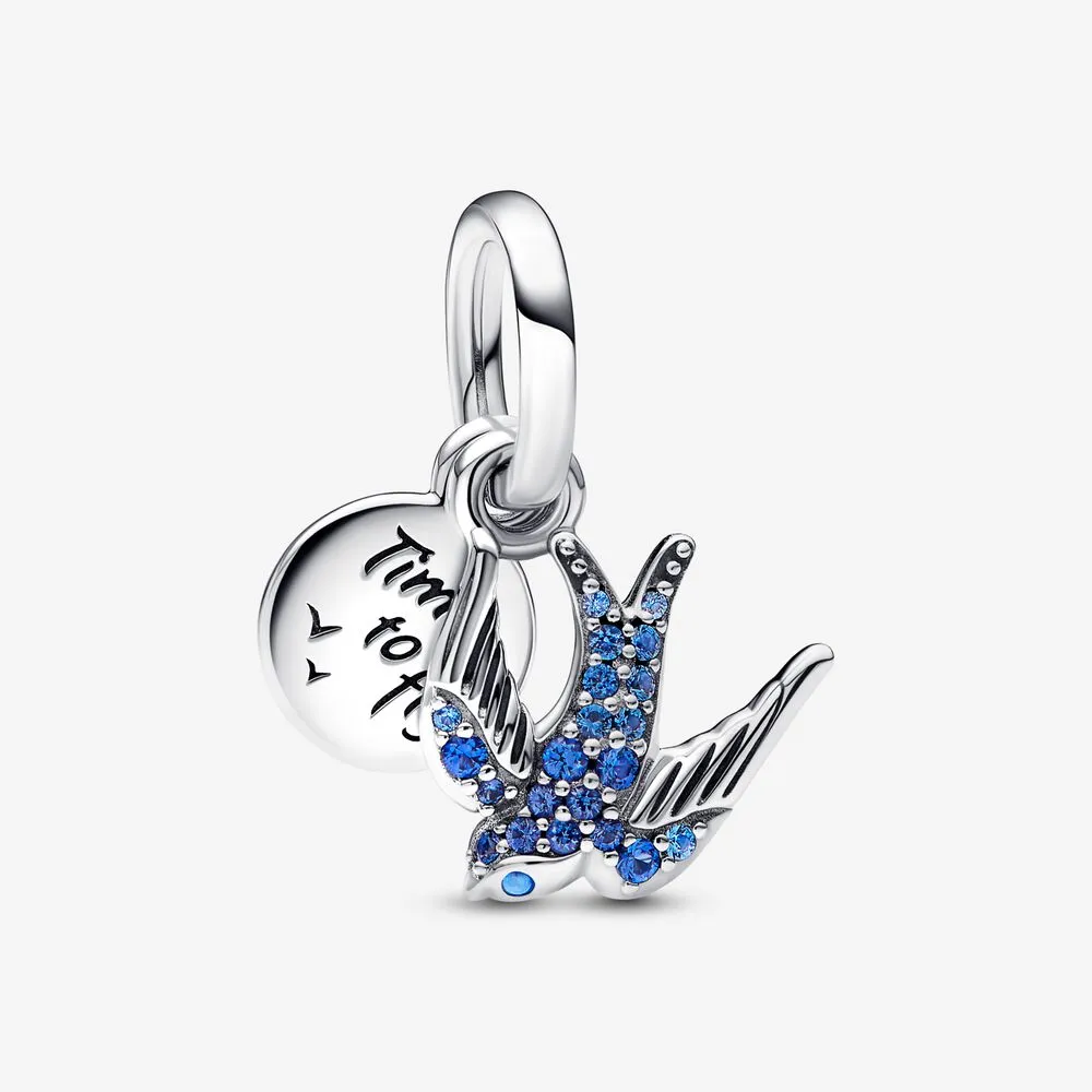 pandora sparkling swallow quote double dangle charm 792570c01