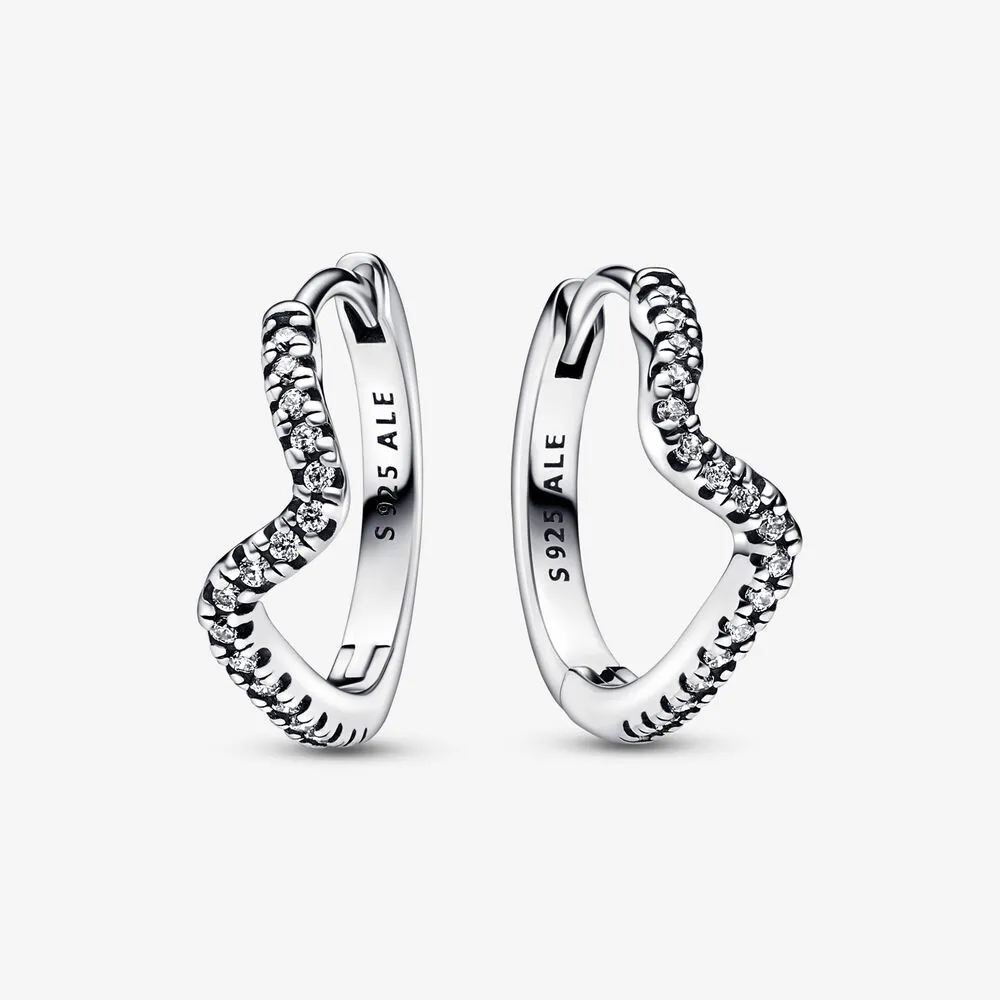 PANDORA Sparkling Wave Hoop Earrings - 292545C01