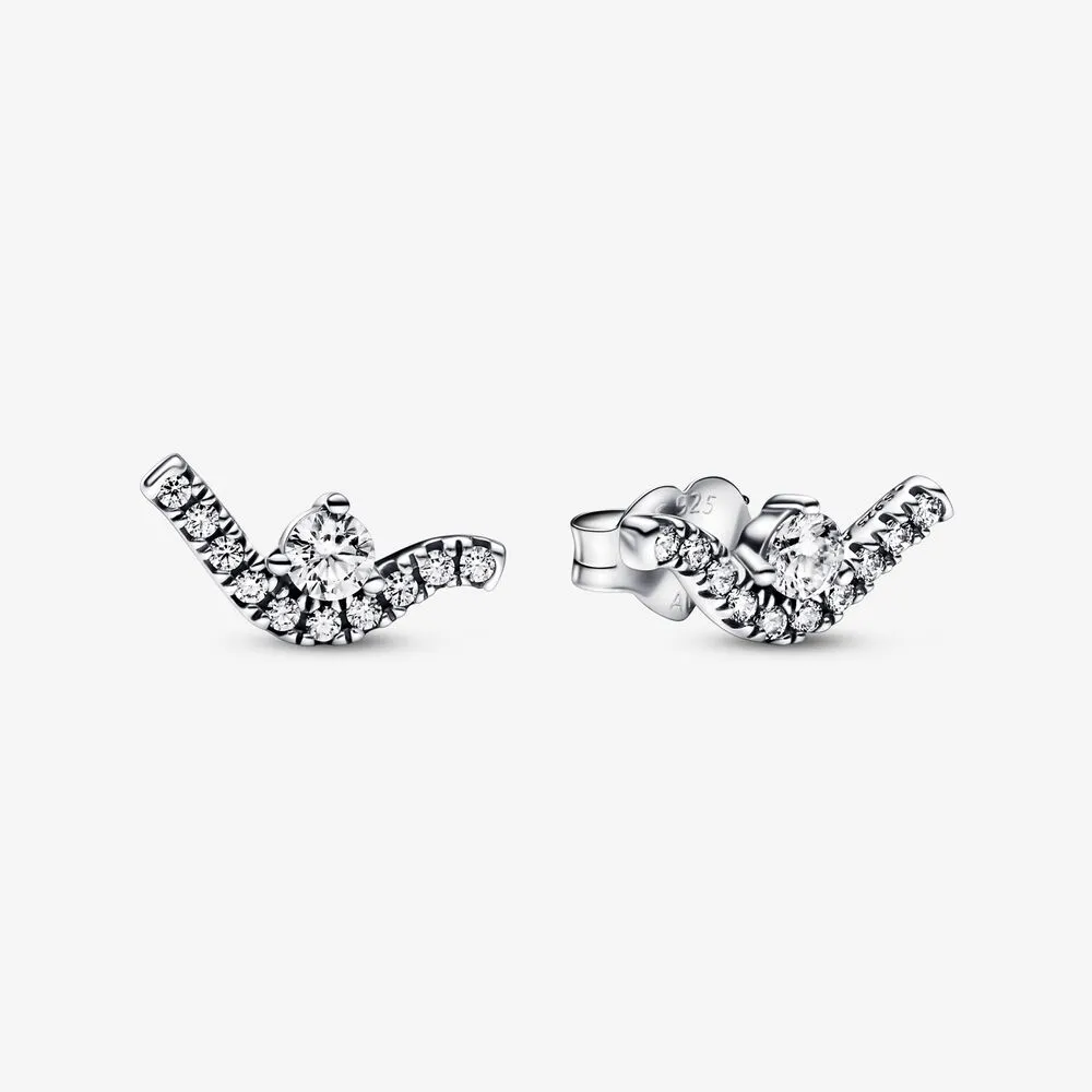 PANDORA Sparkling Wave Stud Earrings - 292544C01