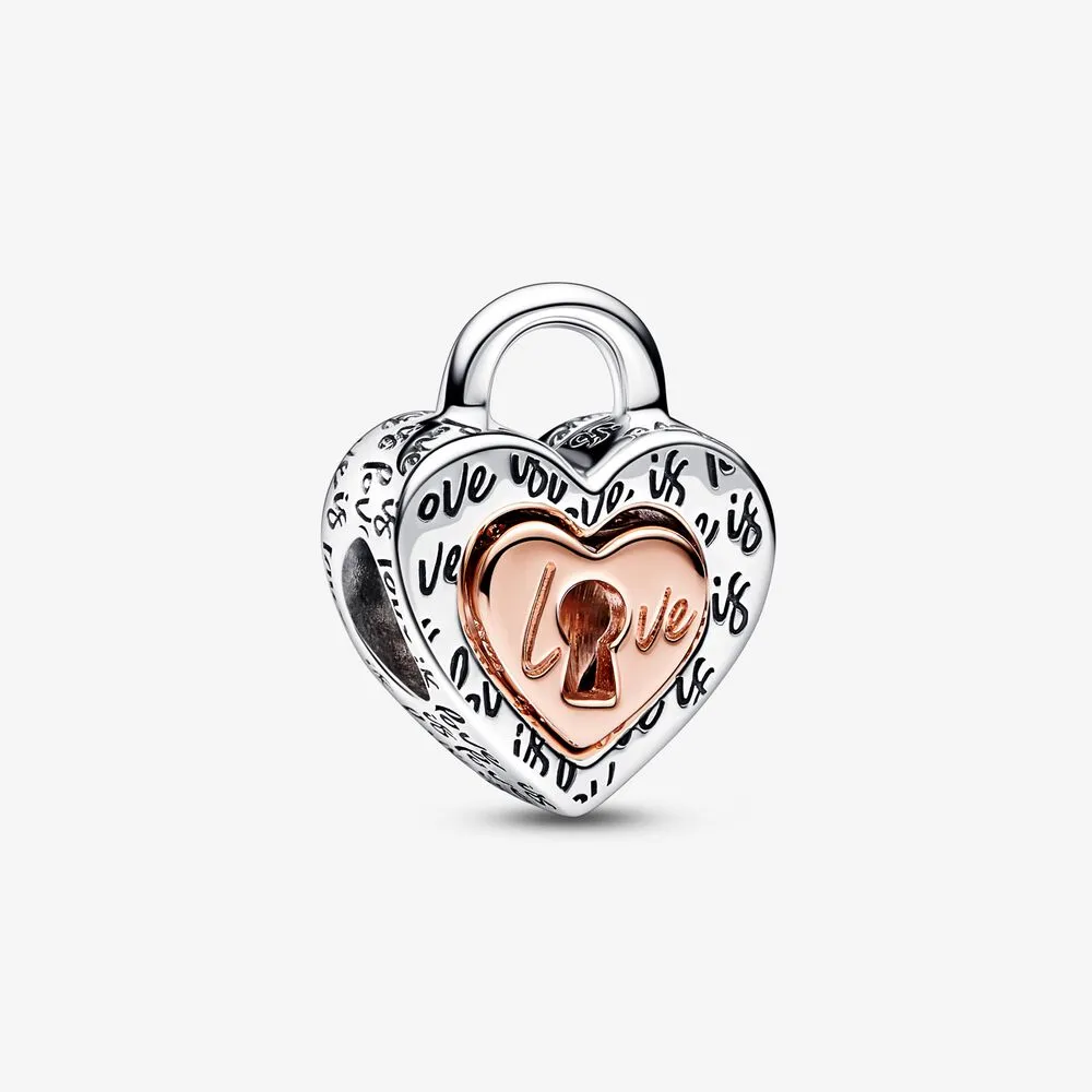 PANDORA Two-tone Padlock Splittable Heart Charm - 782505C00