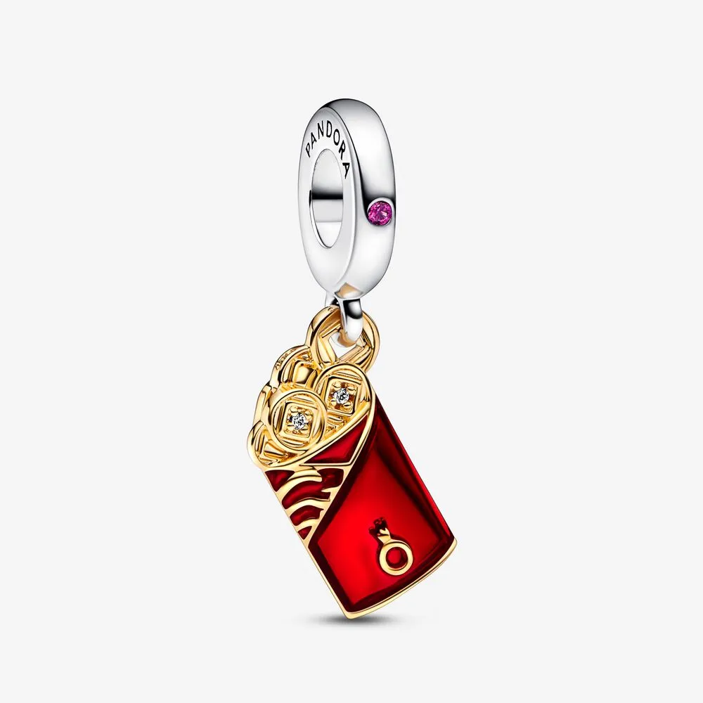 pandora twotone red envelope dangle charm 762470c01