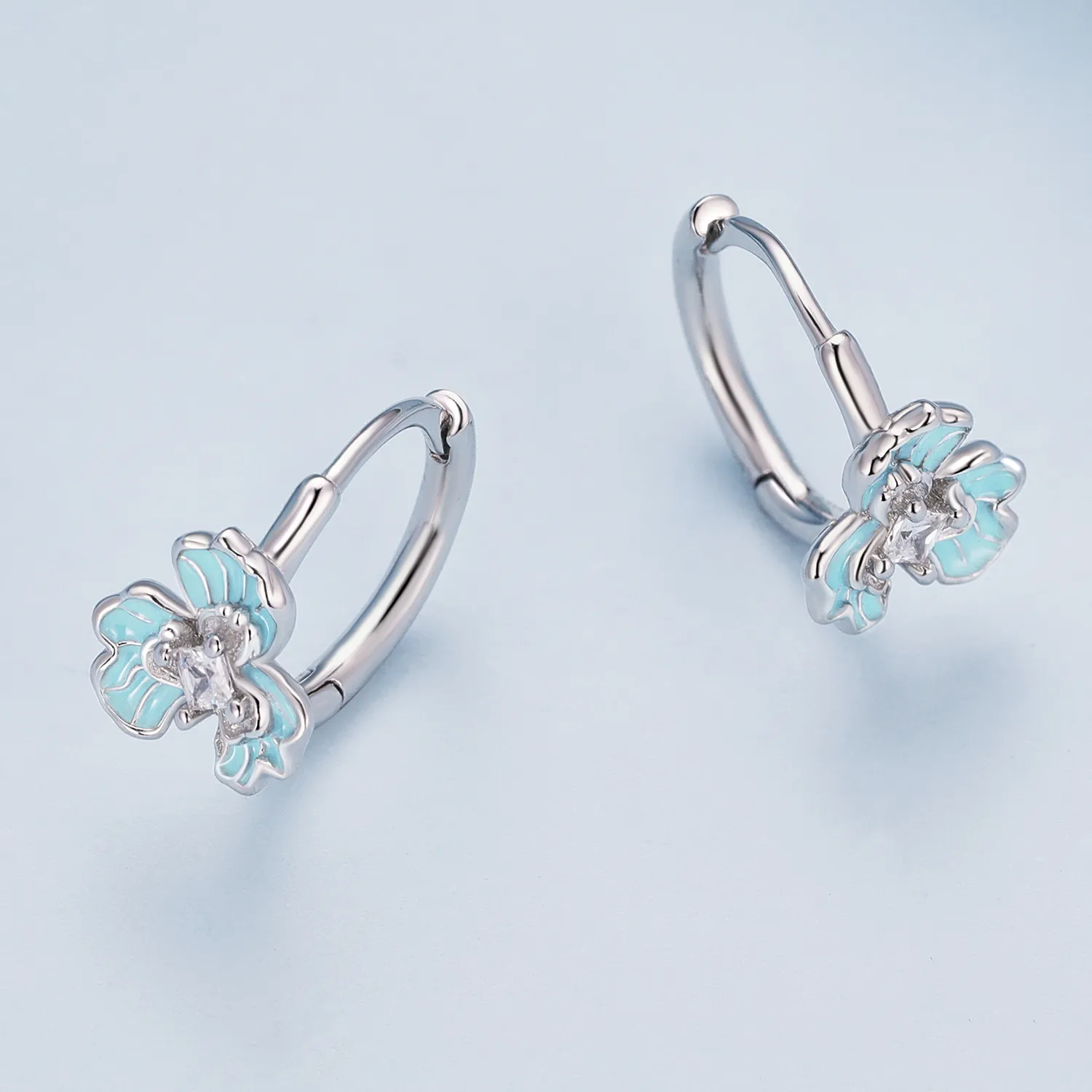 Pandora Style Blue Iris Hoops Earrings - BSE843