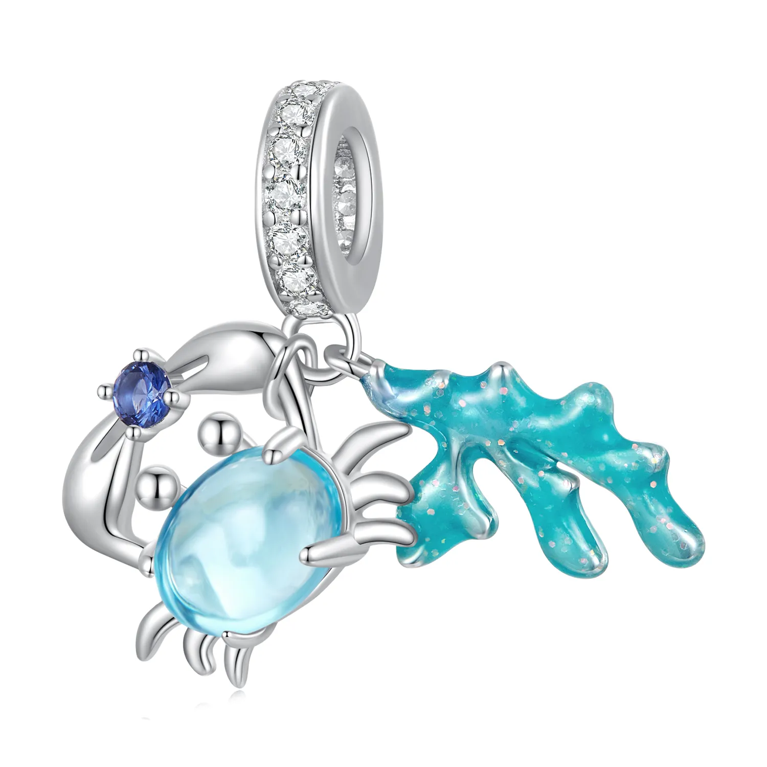 Pandora Style Crab Seaweed Pendant Charm - SCC2505