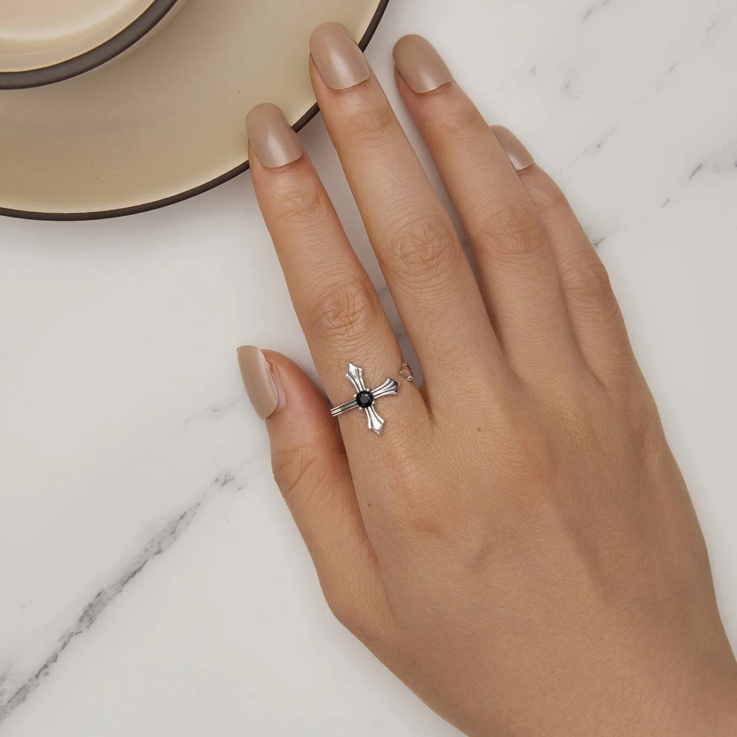 Pandora Style Cross Open Ring - SCR939