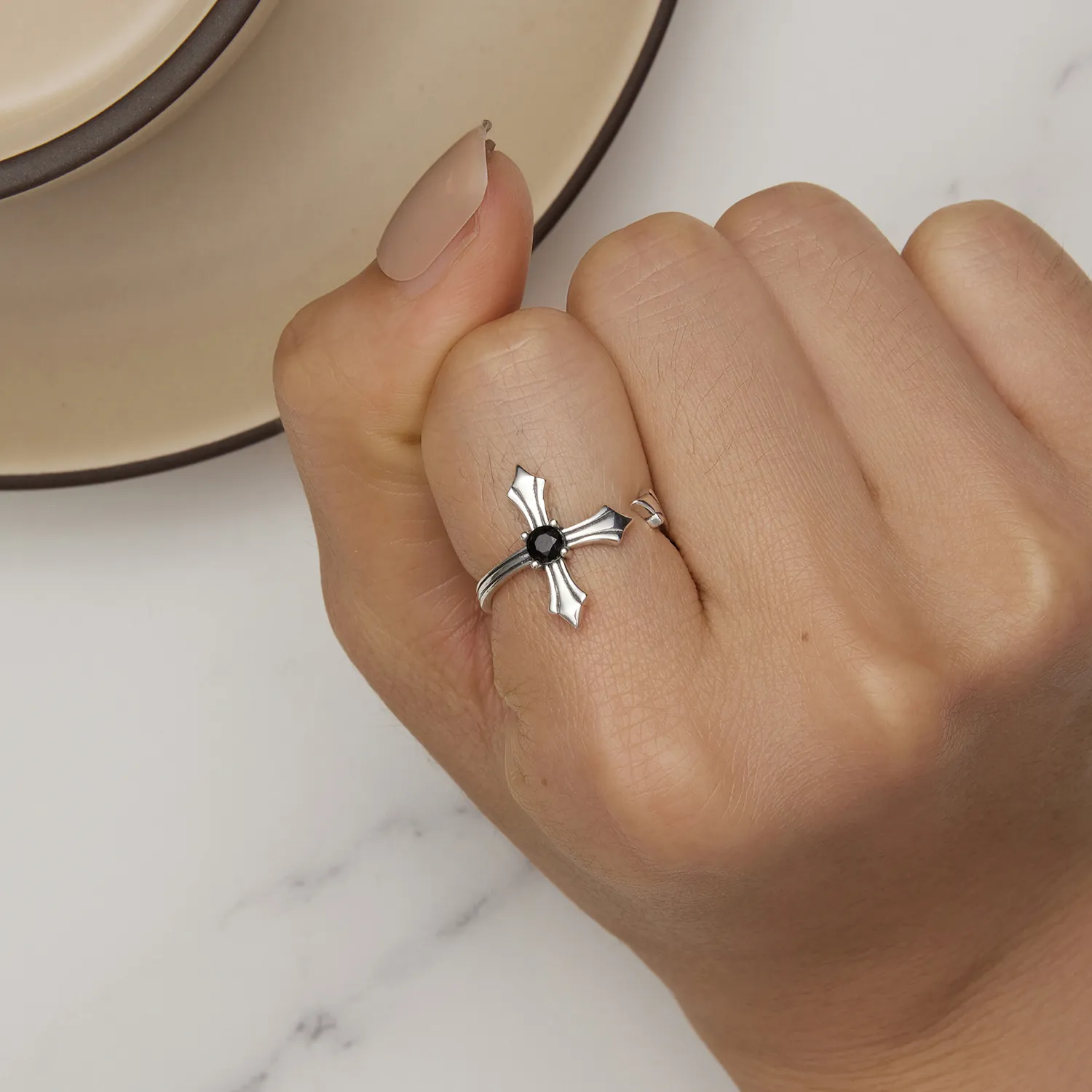 Pandora Style Cross Open Ring - SCR939