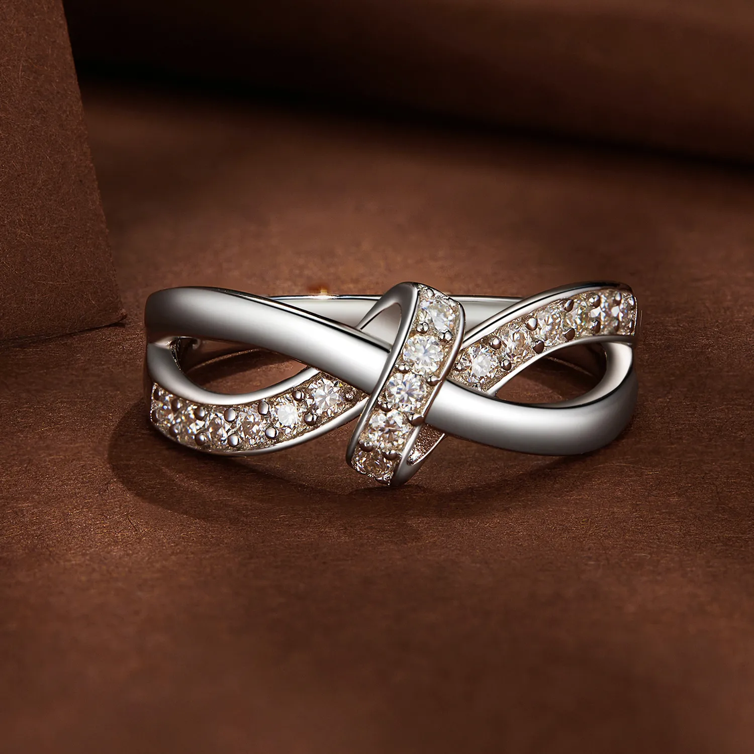 Pandora Style Cross Wound Moissanite Ring - MSR031