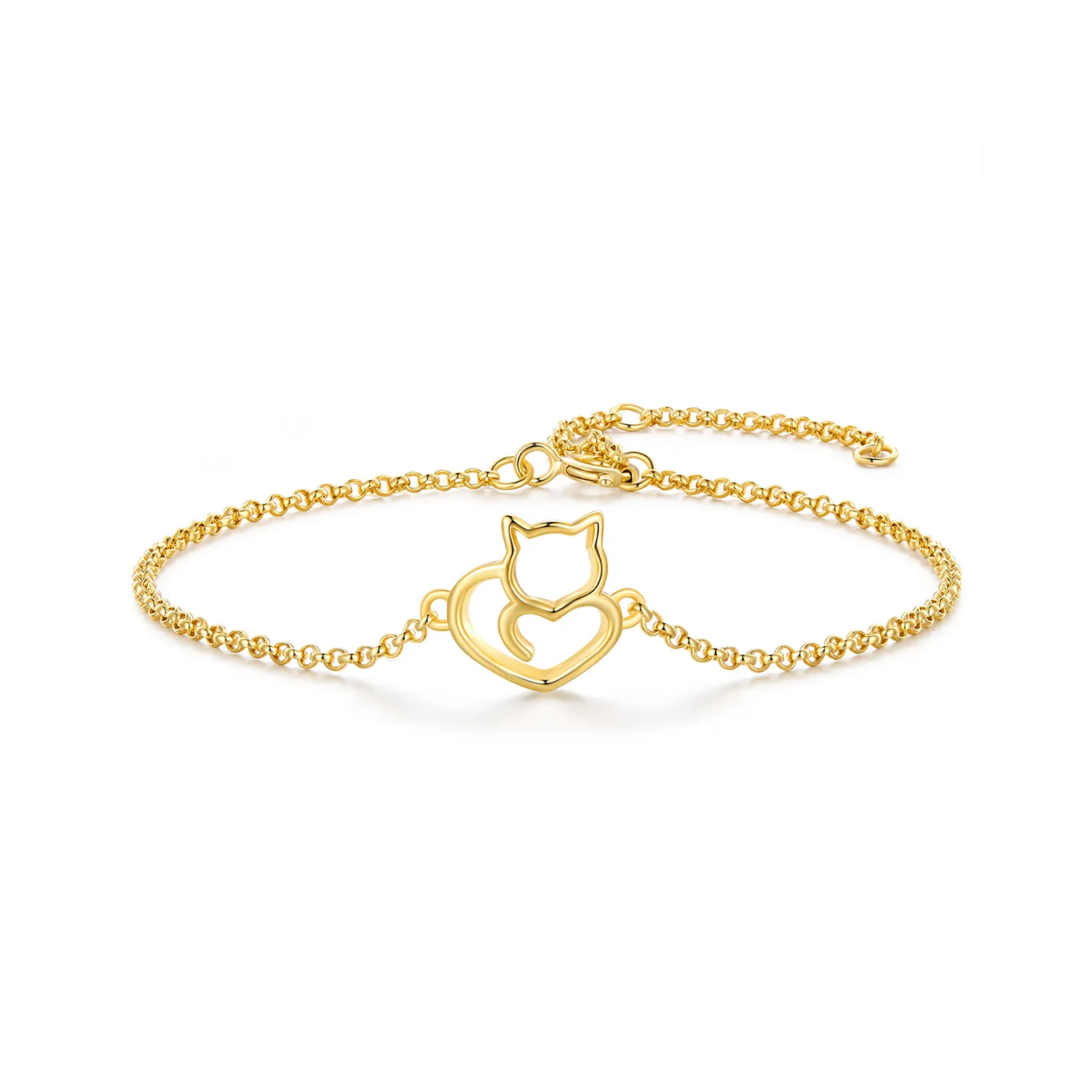 Pandora Style Cute Cat Gold Plated Bracelet - SCB102-B