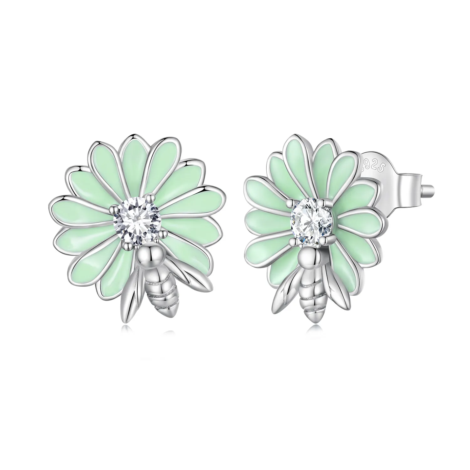 Pandora Style Daisy Bee Stud Earrings - SCE1598