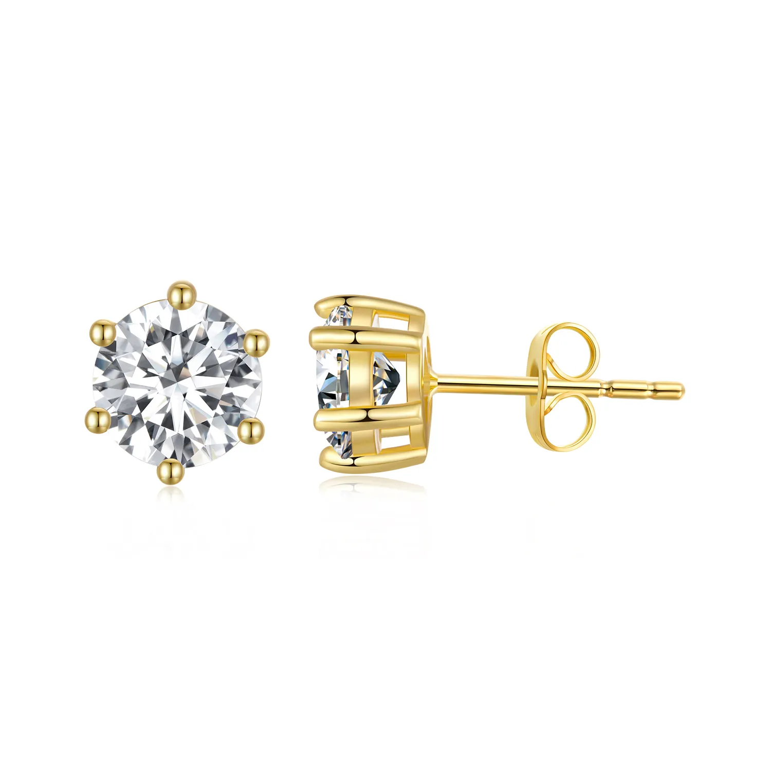 pandora style gold plated shiny zircon stud earrings bse6156b